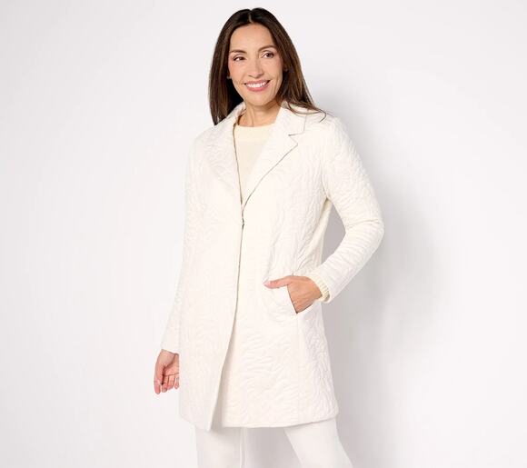 Susan Graver Jackets & Blazers - Susan Graver Jacket Womens LP Large Petite Ivory Quilted Lined Classic Minimal